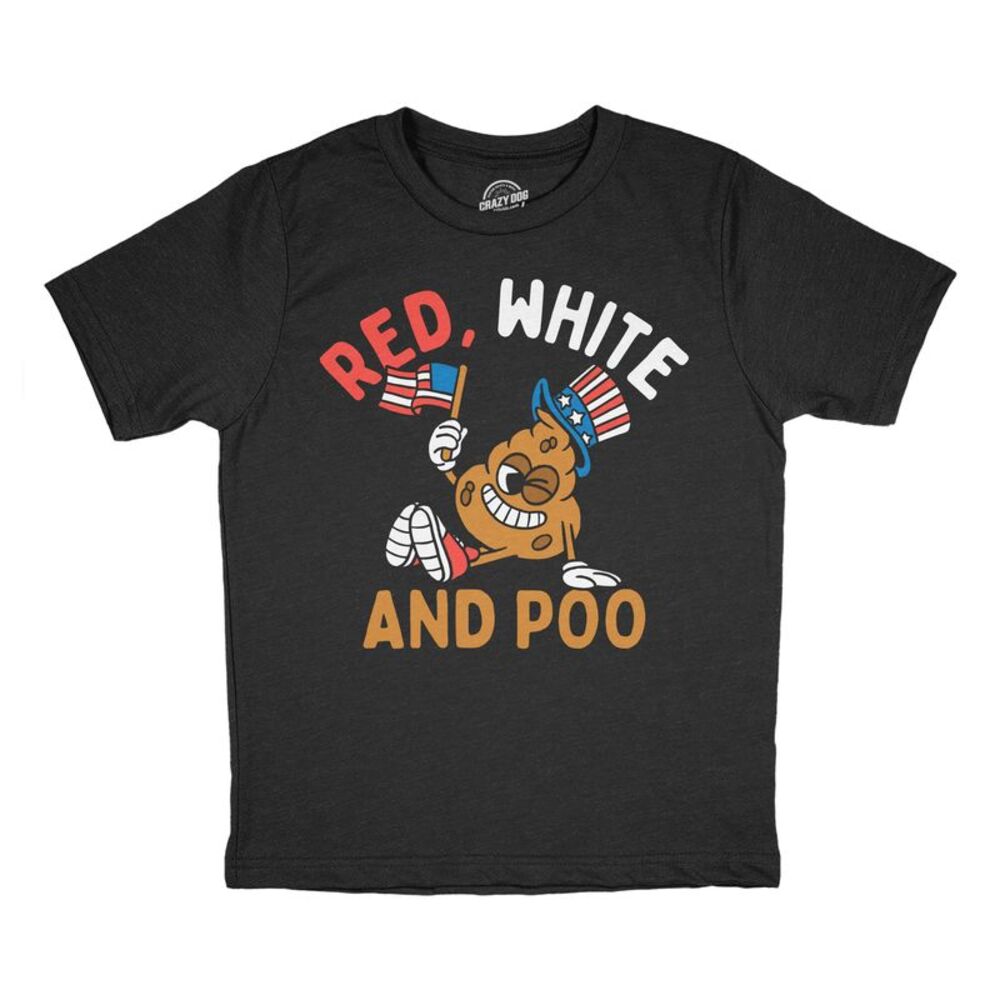 Youth Funny T Shirts Red White And Poo Fourth Of July Tee For Kids
